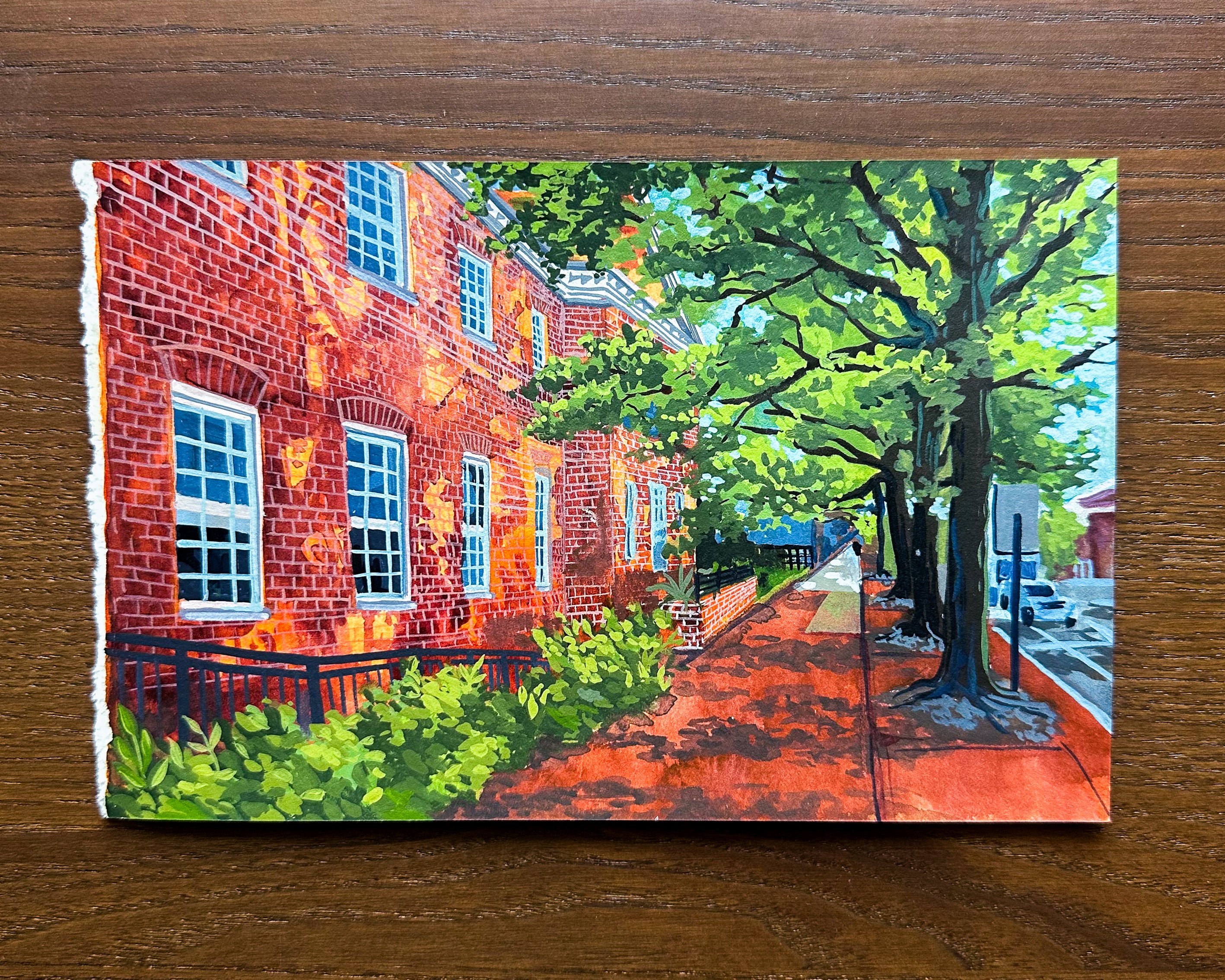 "Franklin St" Original Watercolor Painting, 8.5x5.5 inches