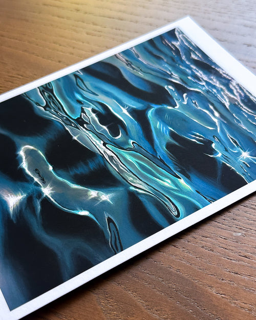  Blue and black realistic painting of water artwork.