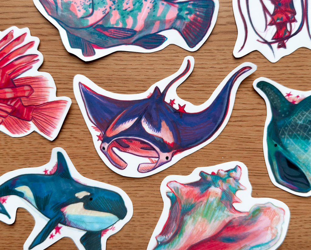 Manta Ray Hand-drawn Sticker