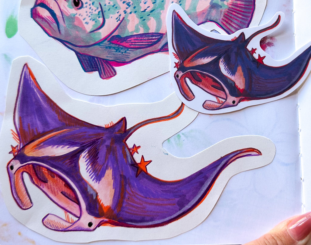 Manta Ray Hand-drawn Sticker